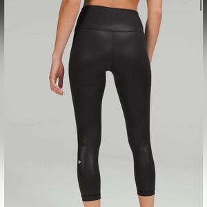 Lululemon Wunder Train High Rise Crop Leggings Foil Radiate Black Womens 4